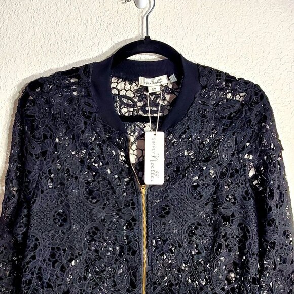 Simply Noelle Black Lace Zip-Up Cardigan S/M 8-10 Womens Lightweight Jacket NWT - Picture 2 of 15